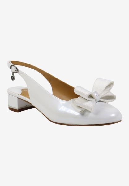 Front view of Tanay WHITE PATENT/GROSGRAIN