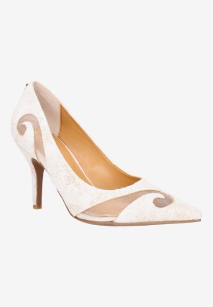Front view of Tassanie WHITE/GOLD GLITTER LINEN