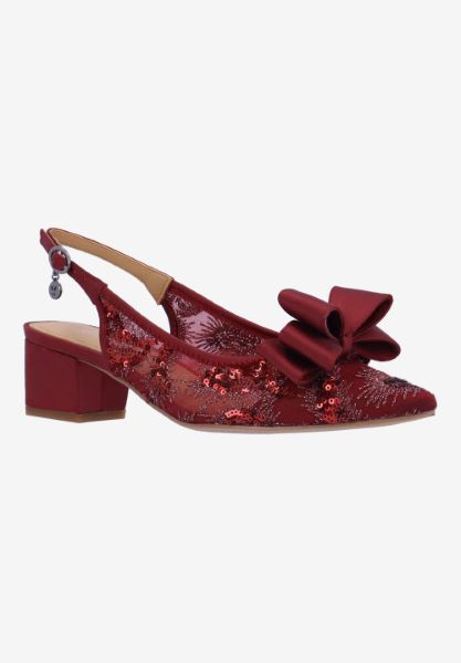 Front view of Triata BURGUNDY SEQUIN MESH/SATIN
