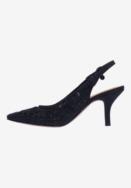 Left side view of Vanani BLACK SHANTUNG/STONES