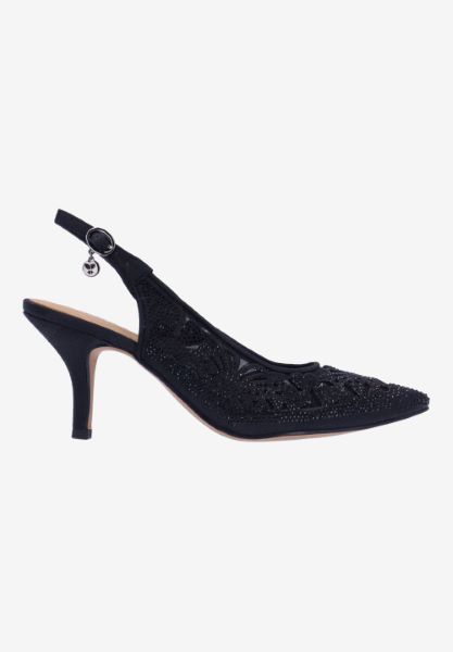 Right side view of Vanani BLACK SHANTUNG/STONES