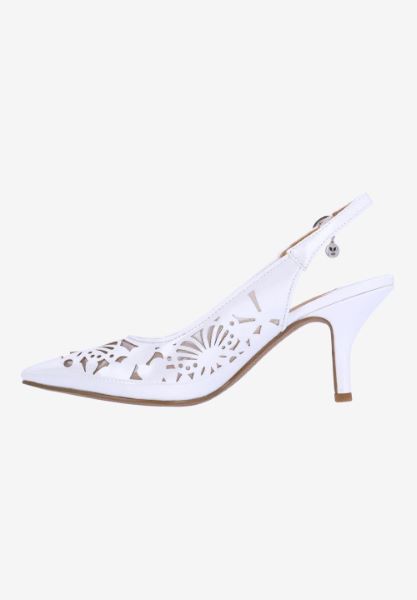Left side view of Vanani WHITE PATENT/MESH
