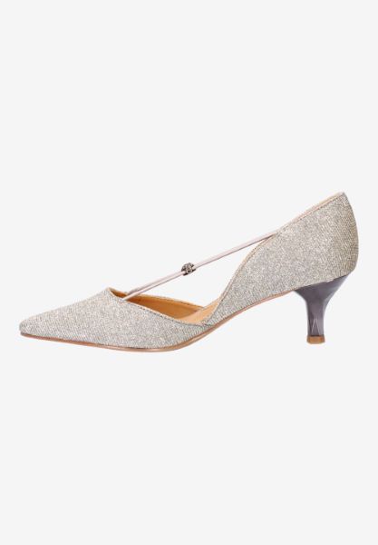 Left side view of Varshee PEWTER DANCE GLITTER