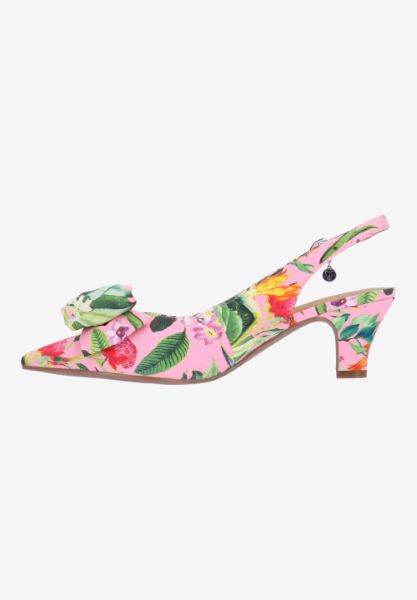 Left side view of Weslee PINK/GREEN MULTI FLORAL