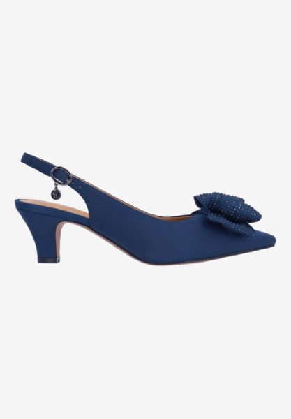 Right side view of Weslee NAVY SATIN
