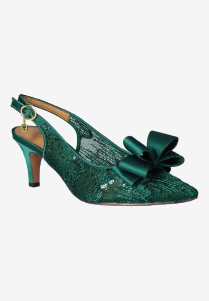 Front view of Yazmine GREEN SEQUIN MESH