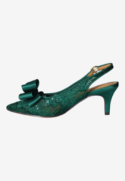 Left side view of Yazmine GREEN SEQUIN MESH