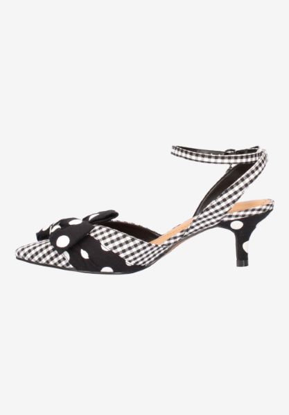 Left side view of Yemelia BLACK/WHITE POLKA/GINGHAM