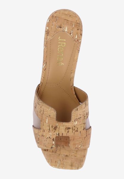 Top view of Zahra NATURAL/GOLD CORK/MESH