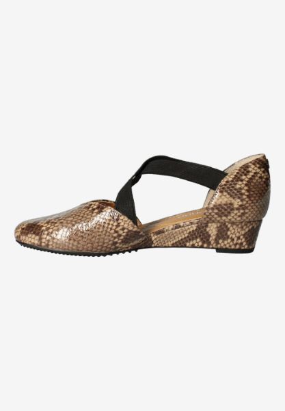 Left side view of Zeshan TAUPE/BLACK MULTI SNAKE PRINT