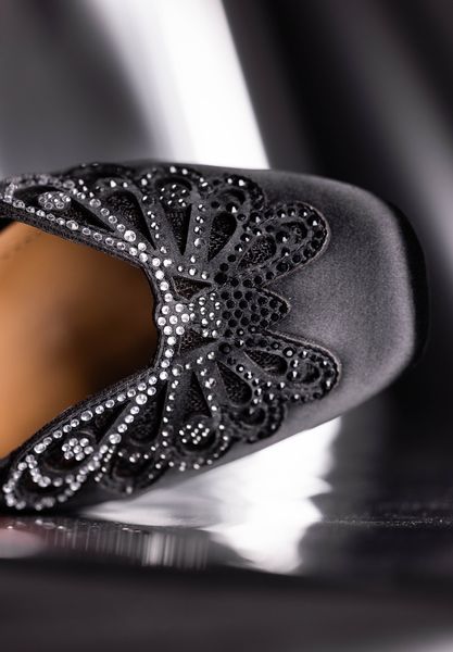 Lifestyle image of Zofia BLACK SATIN/MESH/STONES