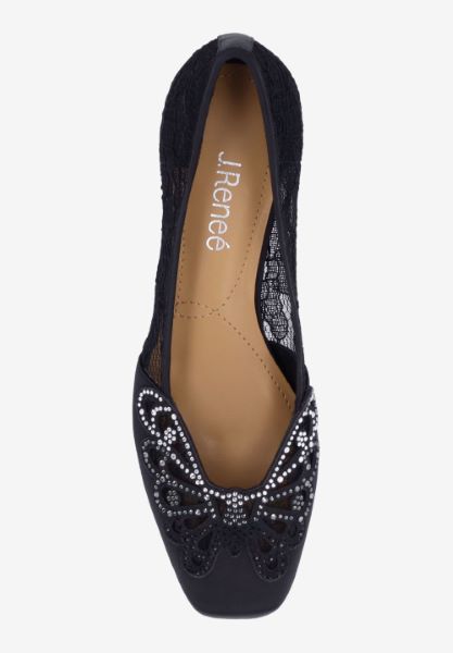 Top view of Zofia BLACK SATIN/MESH/STONES