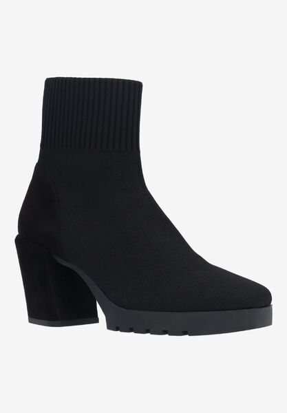 Front view of Poreli BLACK STRETCH KNIT