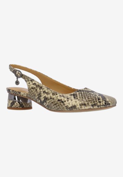 Front view of Taveta SHADOW TAUPE SNAKE PRINT