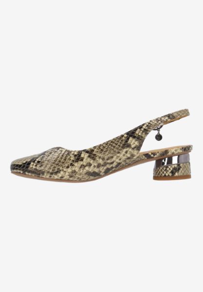 Left side view of Taveta SHADOW TAUPE SNAKE PRINT