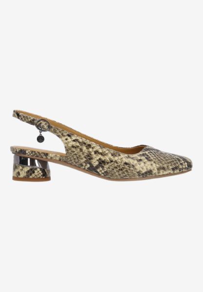 Right side view of Taveta SHADOW TAUPE SNAKE PRINT
