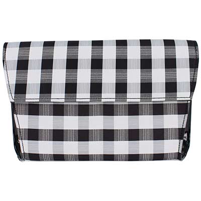 Front view of 10334 Fabric Clutch Black White Gingham