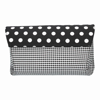 Front view of 10334 Fabric Clutch Black White