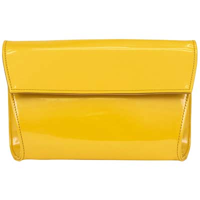 Front view of 10334 Patent Clutch Marigold Pearl Patent