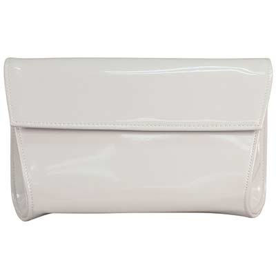Front view of 10334 Patent Clutch White Pearl Patent