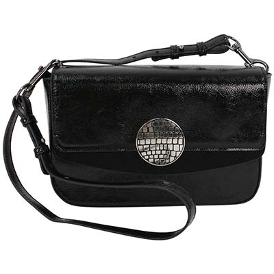 Front view of 10500 Convertible Shoulder Bag Black Patent