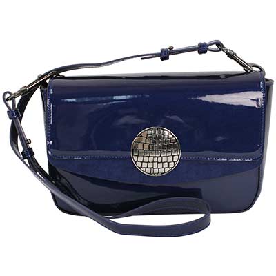 Front view of 10500 Convertible Shoulder Bag Navy Patent