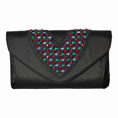 Front view of #10503 BLACK/BRIGHT MULTI SATIN