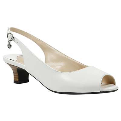 j. reneé aldene white kidskin leather low heel open toe sling back - 7.5 n