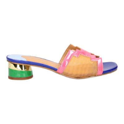 Right side view of Amorra PINK/ORANGE/BLUE PATENT