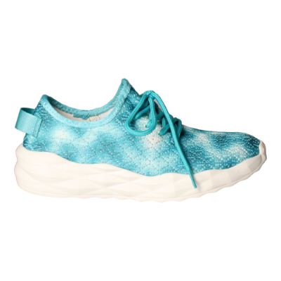 Right side view of Badrika AQUA TIE-DYE KNIT FABRIC