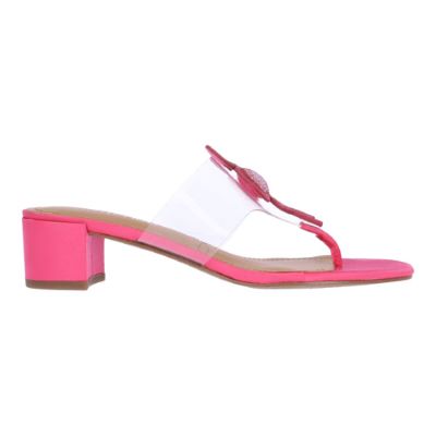 Right side view of Bonaire CLEAR/PINK SHANTUNG