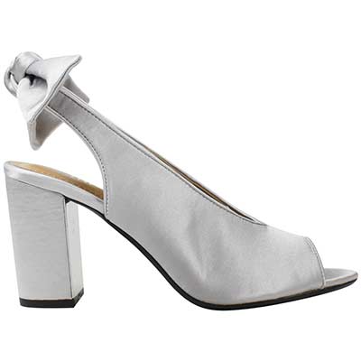 Right side view of Brietta Silver Satin