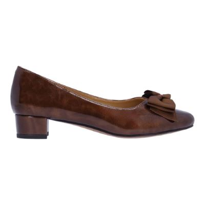Right side view of Cameo BRONZE PATENT/GROSGRAIN