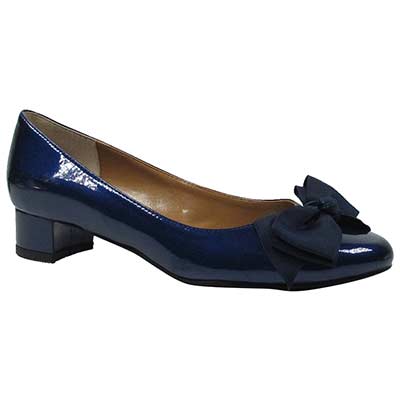 J. Rene Women's Cameo Slip-On Pump in Navy Blue, Patent/Grosgrain, Size 7.5 W, 1.25 Inch Heel