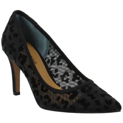 Front view of Chrystie Black Animal Print Mesh