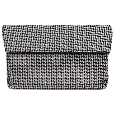 Front view of CL102-JJ Clutch Black White Houndstooth