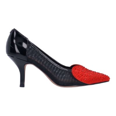 Right side view of Coopid BLACK/RED PATENT/MESH