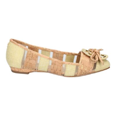 Right side view of Edie Natural/Gold Linen/Cork