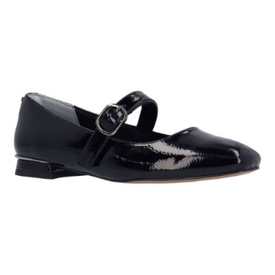 J. Rene Women's Faron Patent Mary Jane Flat in Black, Size 11 W