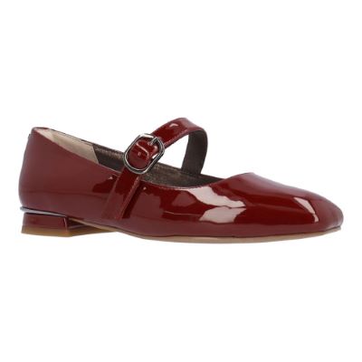 J. Rene Women's Faron Patent Mary Jane Flat in Dark Cherry, Size 10.5 W