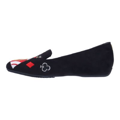 Left side view of Fullhouse BLACK SUEDE EMBROIDERED