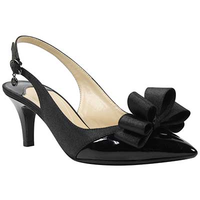 j. reneé gabino black mid heel sling with bow - 8 n