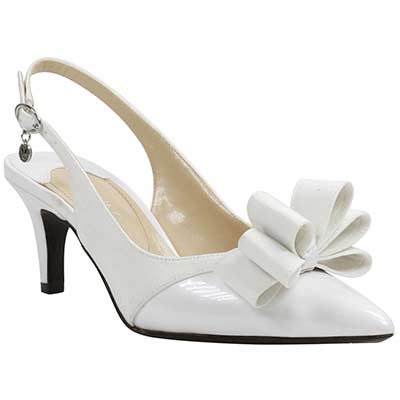 j. reneé gabino white mid heel sling with bow - 5 m