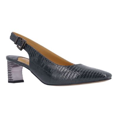 J. Rene Women's Hadyn Slingback Pump in Navy Blue, Reptile Print, Size 13 W, 2 Inch Heel
