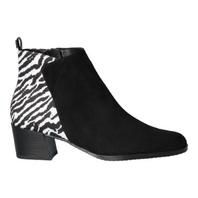 Right side view of Halsie BLACK/WHITE/BLACK SUEDE