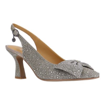 J. Rene Women's Harlan Slingback Pump in Pewter, Fabric/Rhinestones, Size 12 W, 2.75 Inch Heel