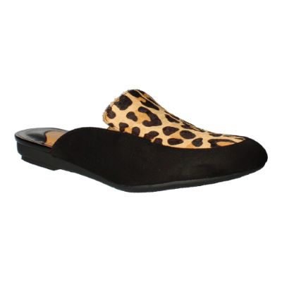 Front view of Haziza BLACK/BROWN LEOPARD PRINT