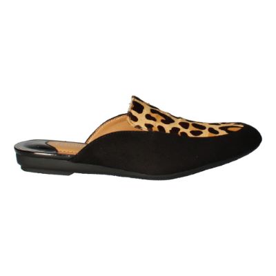 Right side view of Haziza BLACK/BROWN LEOPARD PRINT
