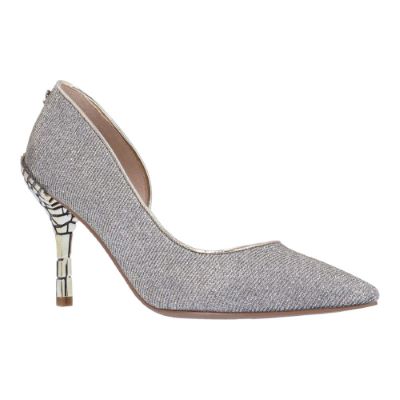 J. Rene Women's Jeanine D'Orsay Pump in Pewter, Fabric, Size 10.5 W, 3 Inch Heel