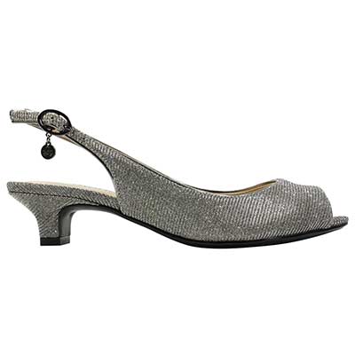 Right side view of Jenvey Pewter Glitter